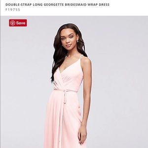 Davids Bridal Double-Strap Georgette Wrap Dress